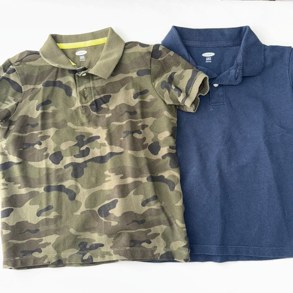 OLD NAVY Boys Small 6-7 2pc Pique Short Sleeve Polo Bundle Camo Blue QQ11 - Picture 1 of 5